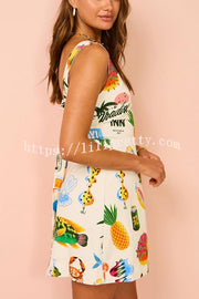 Lilipretty® Summer Colorful Fruit Unique Print Tie-back Mini Dress