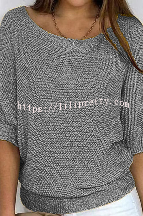Lilipretty Crew Neck Knitted Half Sleeve Sweater