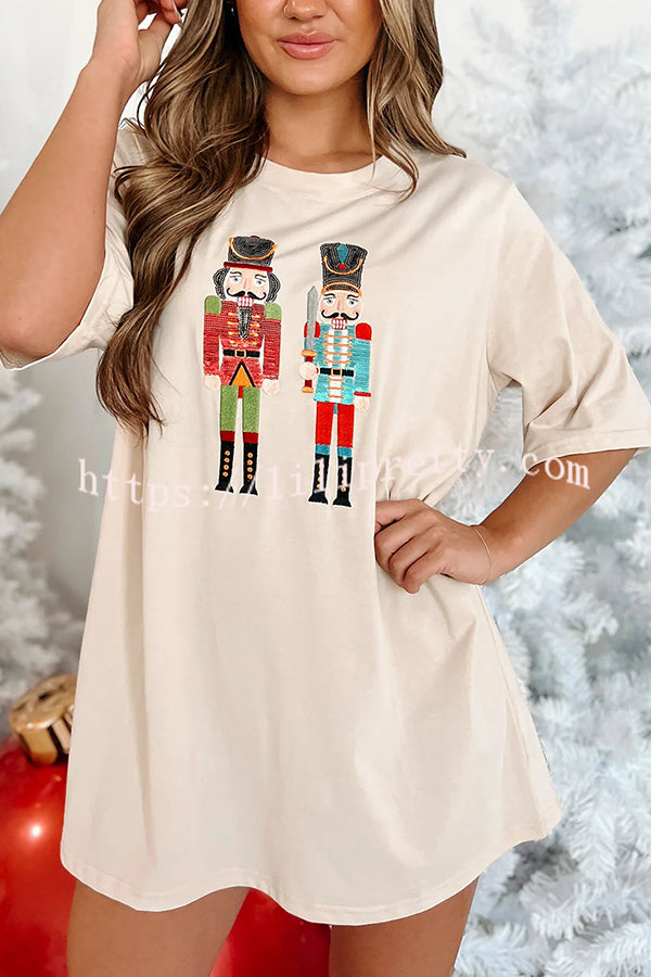 Lilipretty Nutcrackers for The Holidays Sequin Nutcracker T-shirt Mini Dress
