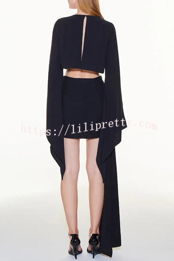 Lilipretty Elegant and Lively Slit Long Sleeve Crop Top