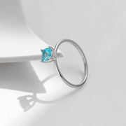 Classic Solitaire Cushion Cut Paraiba Tourmaline Sterling Silver Engagement Ring