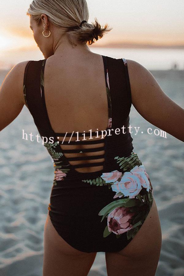 Lilipretty Bali Dreams Mesh Panel Strappy Back One Piece Swimsuit