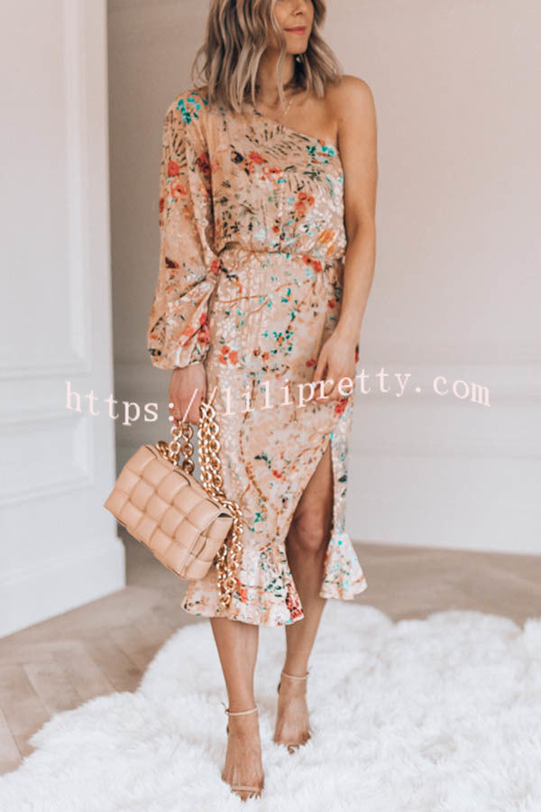 Lilipretty Spring Has Sprung Floral Print One Shoulder Dress