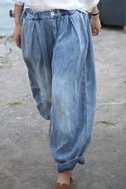Lilipretty Imelda Vintage Elastic Waist Baggy Lantern Jeans