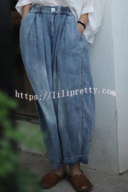 Lilipretty Imelda Vintage Elastic Waist Baggy Lantern Jeans