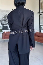 Urban Charm Shoulder Pads Asymmetrical Back Button Lapel Oversized Blazer