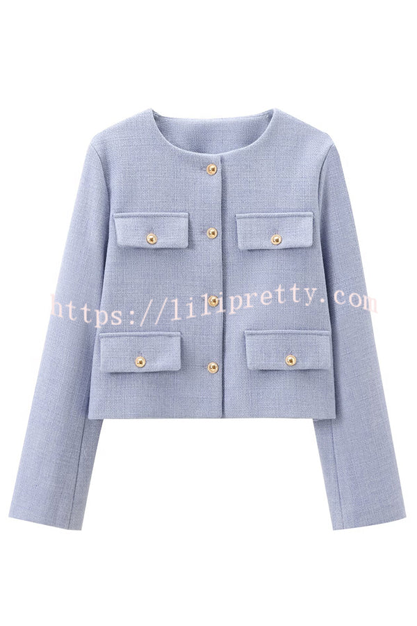 Stylish Buttoned Long Sleeve Casual Pocket Blazer