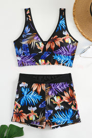 Floral Print Stretch Waist Strap Bikini