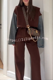 Sports Fashion Denim Patchwork Sweatshirt Fabric Zipper Long Sleeve Loose Jacket