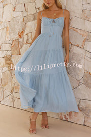 Solid Color Sleeveless Suspender Pleated Back Maxi Dress