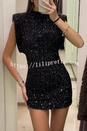 Adorable Sexy Vibes Sequin Wide Sleeve Mini Dress