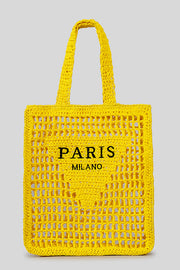 Letter Hollow Woven Beach Bag