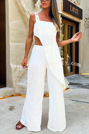 Sexy Sleeveless Waist-baring Loose Beach Holiday Jumpsuit