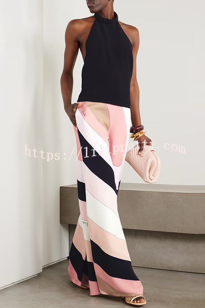 Unique Printed Sexy Backless Casual Wide Leg Jumpsuit