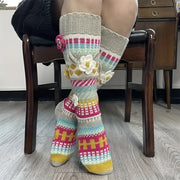 Lilipretty Floral Geometric Pattern Knitted Floor Socks