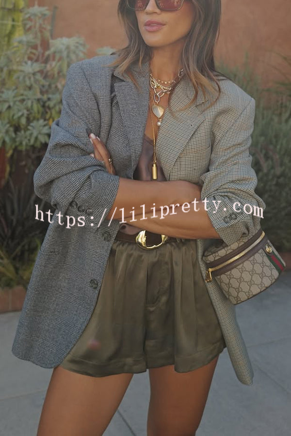Ready for Fall Plaid Contrast Color Long Sleeve Pocket Lapel Boyfriend Blazer