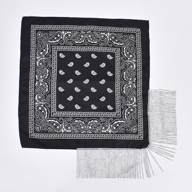 British Retro Diamond Tassel Square Scarf