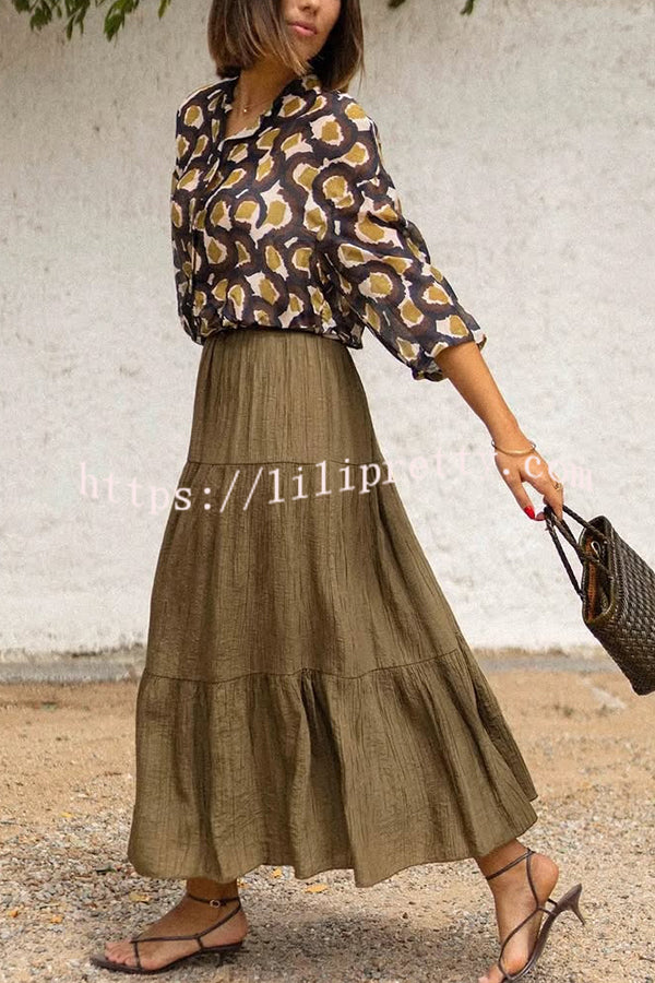 Unique Printed Lapel Button-down Loose Casual Shirt