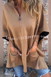 Solid Color Loose Casual Round Neck Shawl Coat