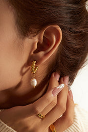 LIlipretty 18K Twisted Hoop Fresh Water Pearl Drop Earrings