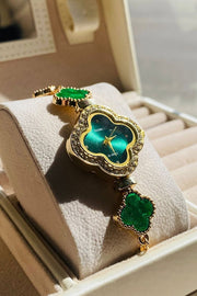Fashion Four Leaf Clover Chalcedony Jewelry Quartz Watch