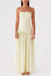 Eden Patchwork Semi-sheer Chiffon Strapless Maxi Dress