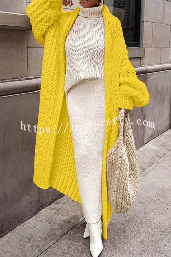 Embrace The Cold Solid Color Long Sleeve Knitted Loose Maxi Cardigan