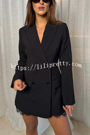 Pure and Beautiful Double-breasted Long Sleeve Lapel Blazer Mini Dress