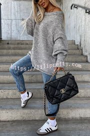 Lilipretty Casual Street Atmosphere Knit Wide Neck Loose Sweater