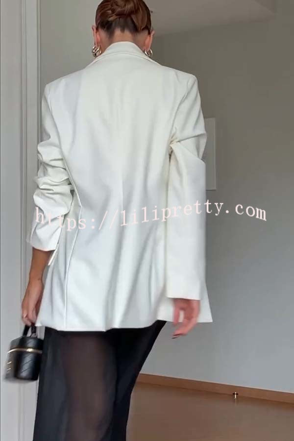 Autumn Avenue Double-breasted Long Sleeve Lapel Loose Blazer