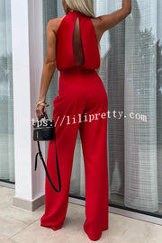 Fashionable Solid Color Sleeveless Hollow Slim Fit Jumpsuit