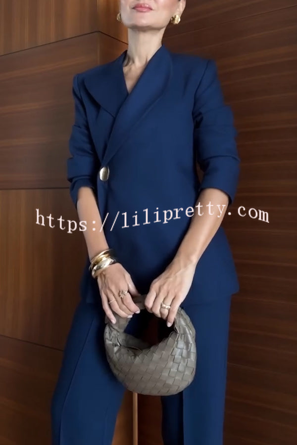 Exquisite and Fashionable Stand Lapel Neck Metal Button Long Sleeve Blazer