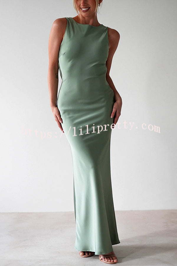 Solid Color Sexy Backless Lace-up Elegant Slim Maxi Dress