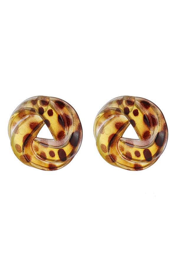 Leopard Print Hollow Round Geometric Earrings