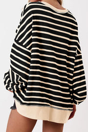Fashion Striped Print Loose Casual Long-sleeved Top