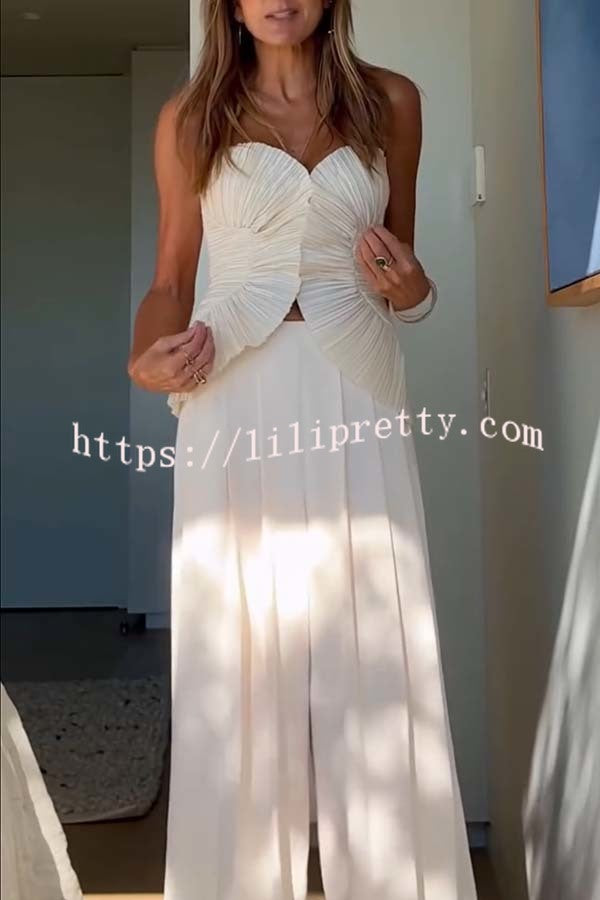 Show Exquisiteness Satin Pleated Heart-shaped Off Shoulder Halter Tank