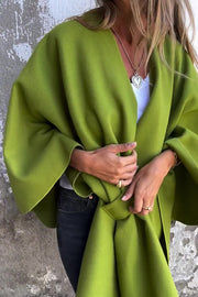 Solid Color Loose V-neck Shawl Cape Jacket