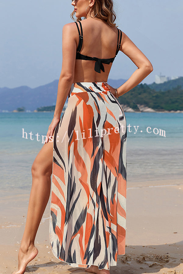 Unique Printed Loose High Waist Split Beach Pants