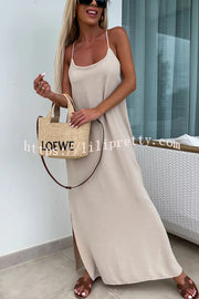 Solid Color Resort Style Spaghetti Strap Backless Maxi Dress