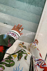 Lilipretty® Bohemian Beauty Unique Print Long Sleeve Loose Shirt and Elastic Waist Pants Set