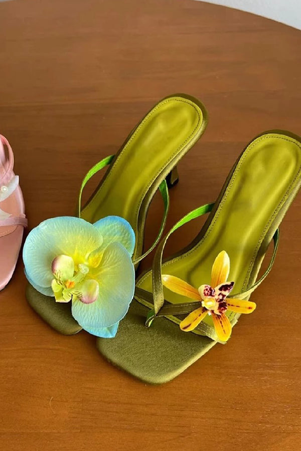 Fashion Asymmetric Flower Stiletto Sandals