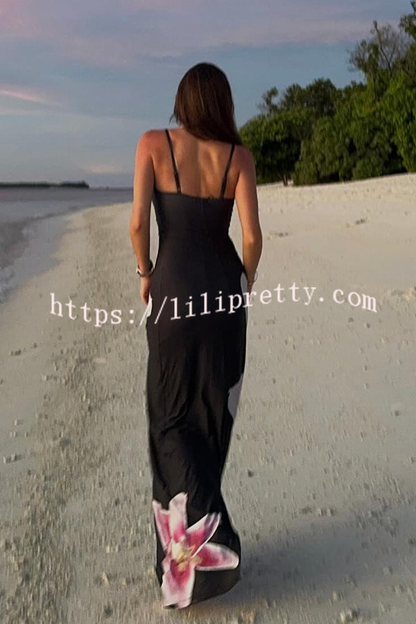 Lilipretty® Romantic Beginnings Lily Floral Slip Stretch Vacation Maxi Dress