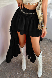 Bohemian Holiday Casual Pleated Patchwork Mini Skirt