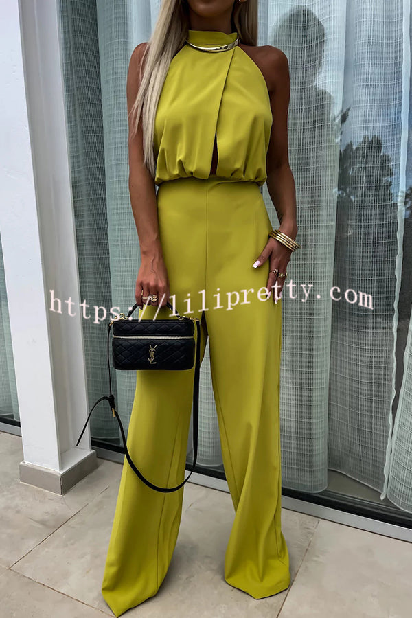 Fashionable Solid Color Sleeveless Hollow Slim Fit Jumpsuit