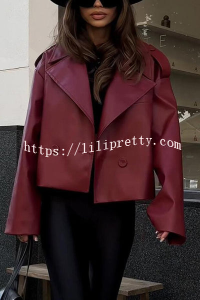 Stylish Lapel Long Sleeve Retro Loose Leather Jacket