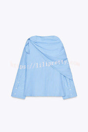 Meliora Striped Multi Position Scarf Long Sleeve H-line Shirt