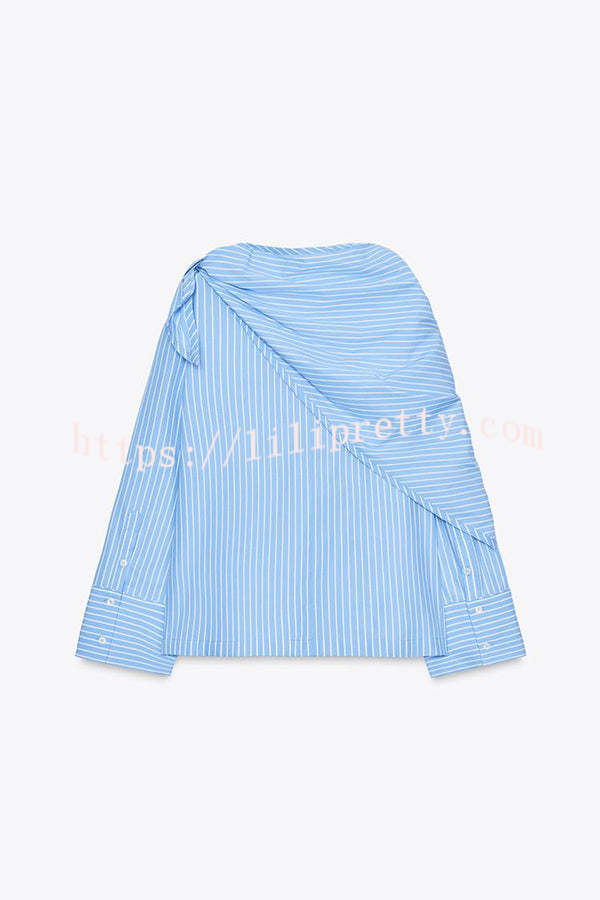 Meliora Striped Multi Position Scarf Long Sleeve H-line Shirt