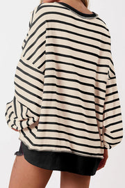 Fashion Striped Print Loose Casual Long-sleeved Top