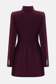 Elegant Long-sleeved Hollowed-out Button-down Slim-fit Mini Dress