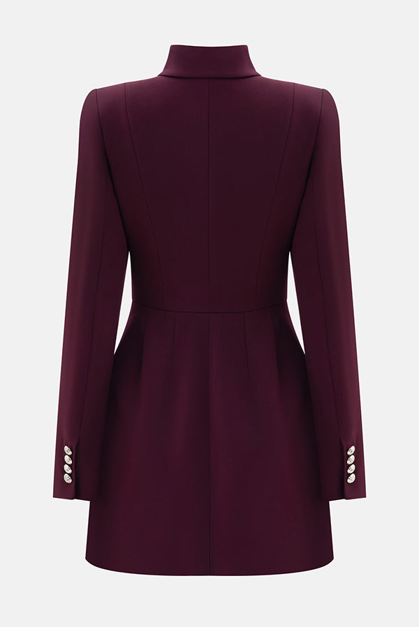 Elegant Long-sleeved Hollowed-out Button-down Slim-fit Mini Dress